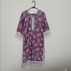 Floral lace Pakistani kurtha and pants set